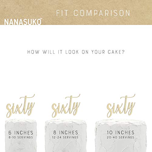 Nanasuko 60Th Birthday Cake Topper - Sixty - Double Sided Gold Glitter - Premium Quality Made In Usa #TOP2