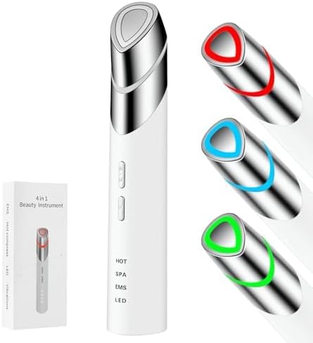 4-in-1 Facial Device, Microcurrent Face Massager with Heat Therapy & Vibration, LED Light, and Boosting Serum Absorption