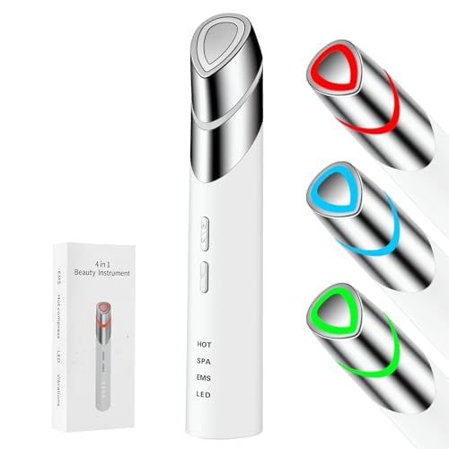 4-in-1 Facial Device, Microcurrent Face Massager with Heat Therapy & Vibration, LED Light, and Boosting Serum Absorption