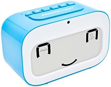 GEREE Alarm Clock, Cute Emoji Desk Clock Smart Backlight/Temperature/Snooze Wake Up Alarm Clocks for Bedrooms, Office Desk Cube Alarm Clock Battery Operated Best Gift for Kids, Family (Blue)