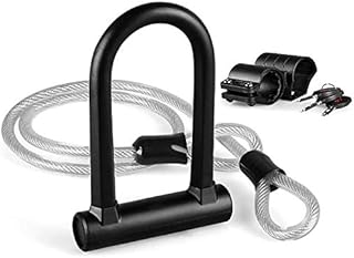 Smyidel Bike U Lock,Heavy Duty High Security D Shackle Bike Lock,bicycle U lock + 4FT/1.2M Steel Flex Cable + bracket + 3 robust brass keys, robust anti-theft protection