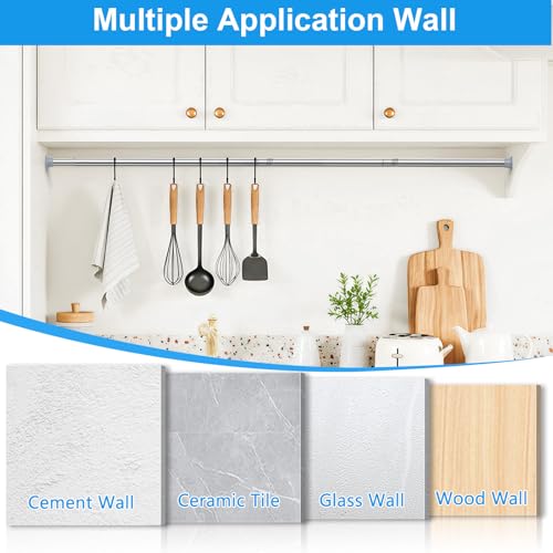 Image of MEXAU 1 Pack Silver Spring Tension Curtain Rods 16-37 Inch Small Shower Rod