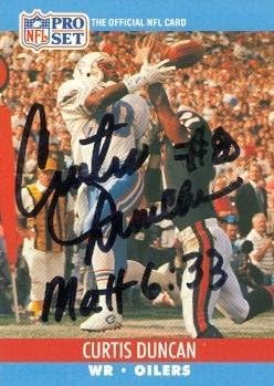 Curtis Duncan Autographed Football Card (Houston Oilers) 1990 Pro Set No.509