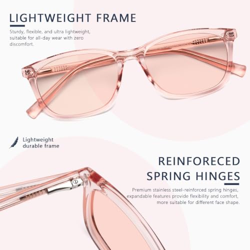 Image of Fluorescent-41 Pink Tinted Blue Light Blocking Glasses for Migraine, Light Sensitivity, Photophobia JF5002