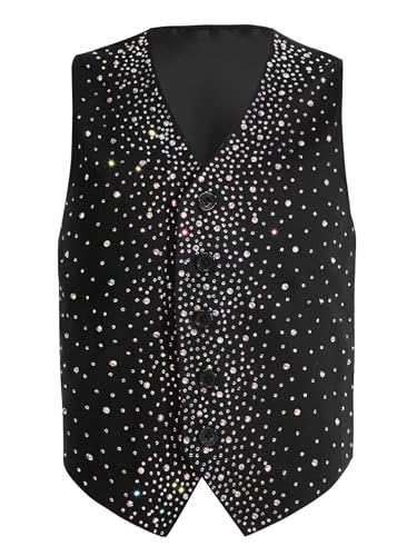 Boys Formal Suit Vest Shiny Sparkle Waistcoat Adjustable Back Strap Tuxedo Vest