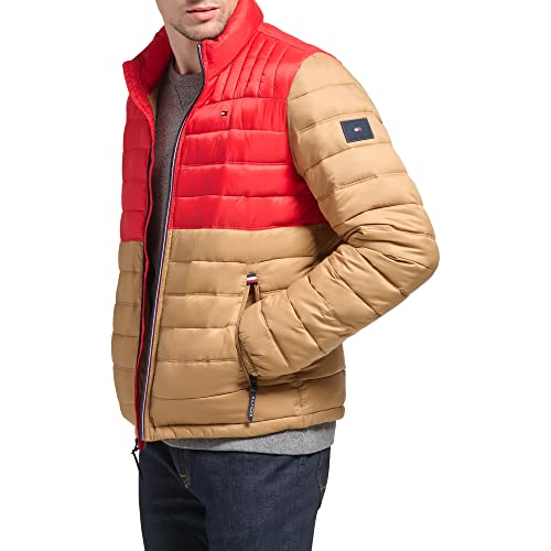 Image of Tommy Hilfiger Mens Embroidered Logo Puffer Jacket