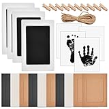 Baby Inkless Handprint & Footprint Pet Paw Print Kit | 4 Ink Pads, 8 Imprint Cards, 10 Picture Frame, 10 Wooden Clips and Jute Rope | Ideal for Family Keepsake Newborn Registry Baby Shower Present