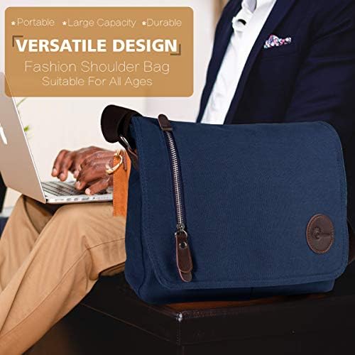CHEREEKI Messenger Bag, Men's Canvas Shoulder Bag Satchel Bag with Multiple Pockets for Work, School, Traveling and Daily Use (Fits 13.3 inch Laptop)