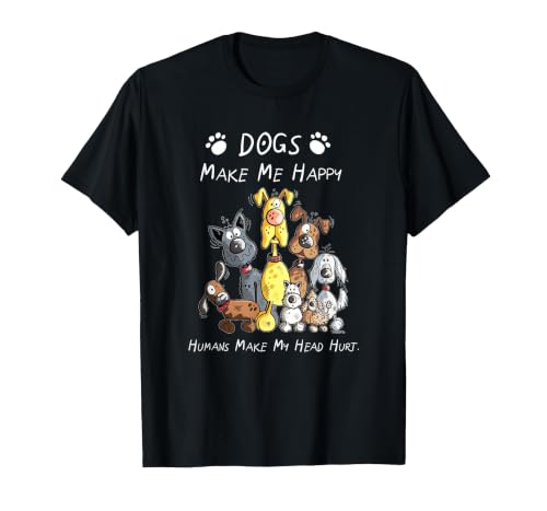 Dogs Make Me Happy Humans Make My Head Hurt T-Shirt, Men, Black, 3X-Large