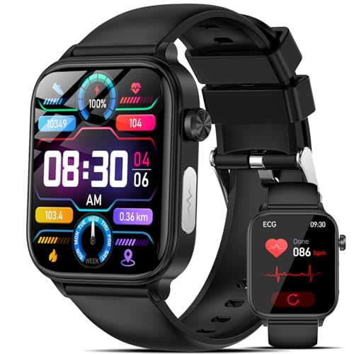 Marsyu 2025 Nouvelle Montre Connectée 𝐄𝐂𝐆/PPG/Acide Urique Homme Femme,1,96 Smartwatch avec Appel Bluetooth/SOS 24H Mesure/Fréquence Cardiaque/Sommeil/SpO2/Montre Fitness pour Android/iOS