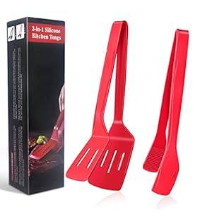 Silicone Tongs Set 11 Inch for Cooking Silicone Grill Spatula Tongs Silicone Tipped Tongs Barbecue Clamp for BBQ Flipping Fish Fried Steak Clamp Red Kitchen Tongs