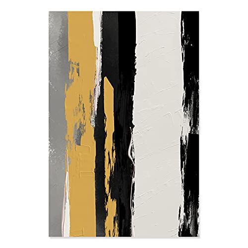 Affiche imprime image salon contemporain et grand tableau abstrait jaune noir 50X75cm