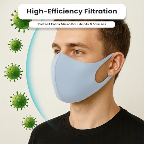 Image of Yugan Anti Pollution Reusable and Washable Face Mask for Adult, Unisex, Soft Breathable Oxford Fabric (Black)