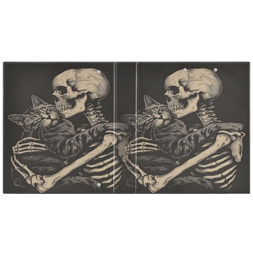 Image of Funny Cat Skeleton Skull Black 3 Ring Binder with 2 Interior Pockets 1.5 inch Binders 3 Ring Heavy Duty Fit 8.5 inch x 11 inch Letter Size for Office School, 2 Pack