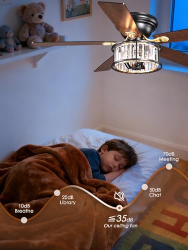 Image of 52 inch Flush Mount Ceiling Fan with Light Remote Control
