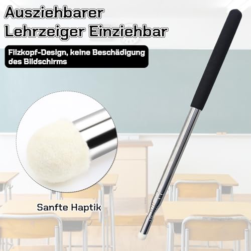 Scettar Zeigestab Ausziehbar 120cm, Teleskop Zeigestab, Edelstahl Lehrer Zeigestock, für Lehrer Whiteboard Tafel Zeiger, für Präsentationen Formate Seminare