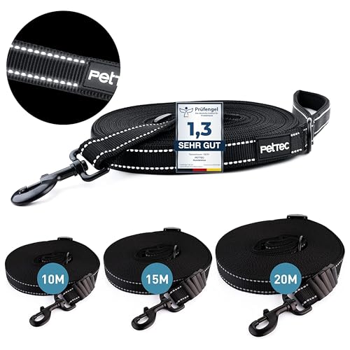 Reflektierend Schleppleine für Hunde, 5m/10m/20m Seil Hundeleine Trainingsleine Langes Ausbildungsleine für kleine, mittelgroße Hunde, Schwarz (0.8CM*500CM) (5m, Schwarz) 6 PetTec Schleppleine 10m/15m/20m Trainingsleine für Hunde aus extrastarkem D860 Nylon, schmutz- & wasserabweisend, robuste Lange Langlaufleine/Dog Leash, Schlepp-Leine verstellbar, Welpenleine lang
