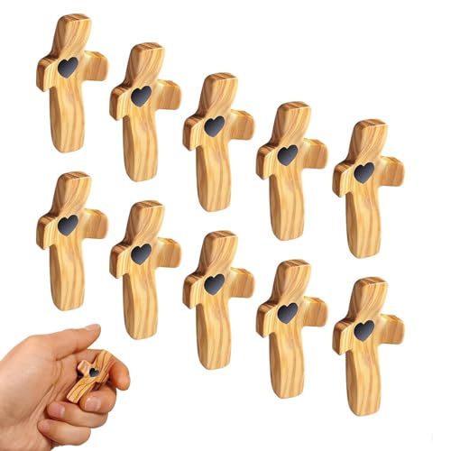 Yunjuhop Holzkreuz mit Zappeln, Kreuz mein Herz aus dem Heiligen Land, Jesus, Holztasche, C-r-o-s-s, Liebesherz, Stressabbau, Geschenke, Daumenhaltung, C-r-o-s-s, tolle christliche Ostergeschenke