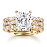 LOLIAS Gold Rings for Women Square Cubic Zirconia Adjustable Rings Women Non Tarnish Stacking Ring Set Halo Diamond Engagement Promise Eternity Waterproof Statement Thumb Wedding Ring for Women