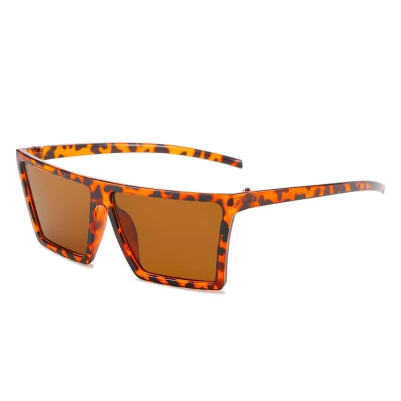 ENSARJOE Oversized Square Shield Sunglasses for Women Men, Retro Tortoiseshell Frame, UV400 Protection Shades