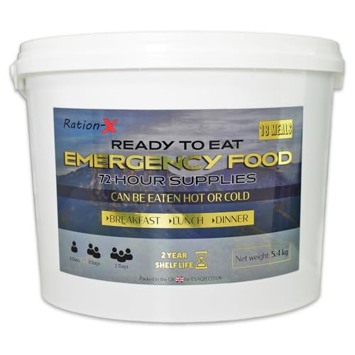 Ration-X 18 Meal Emergency Food Kit | Ready-to-Eat | 24-Month Shelf Life | No Cooking Required | Family & Individual Emergency Preparedness | Survival Rations | 3 Flavours