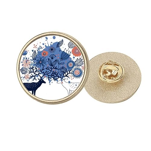 Broche ronde élan en métal doré taille M pour couple