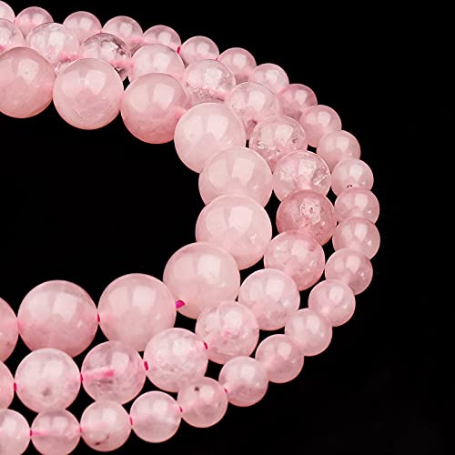 Filluck Natural Crystal Beads 8mm Rose Quartz Polished Round Smooth Gemstone Beads for Jewelry Making 15 Inch(Rose Quartz,8mm)