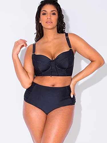 Smart & Sexy Womens Plus-Size Long Lined Underwire Top Fashion Bikini Sets, Black Hue, 36Ddd Us #TOP5