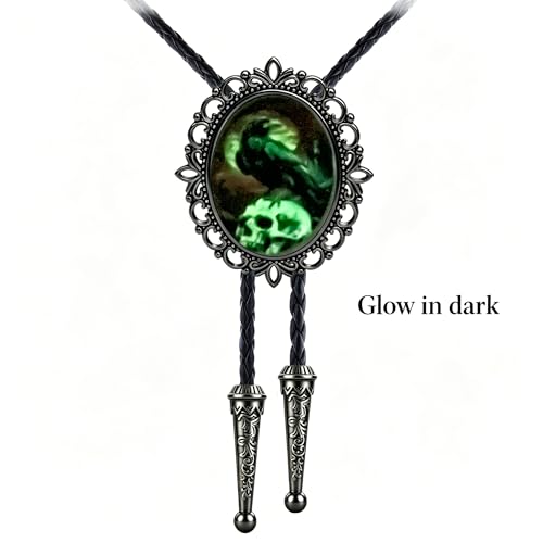 Image of Jeilwiy Bolo Tie for Men Western Cowboy Gothic Bolo Tie Necklace Halloween