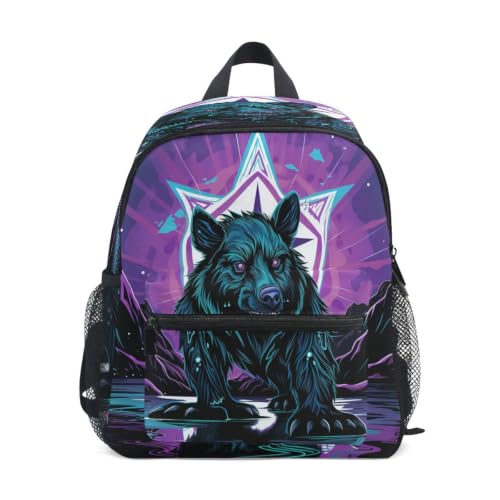 Sac d'école maternelle Loup Noir Étoile Pourpre pour les journées actives des tout-petits