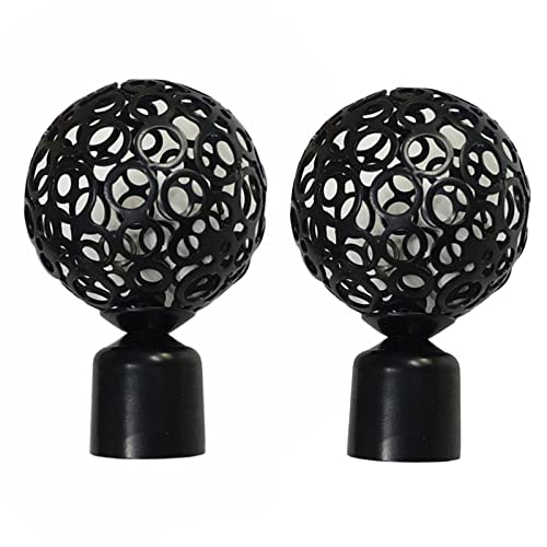 FENGHUNAYUE Embout tringle à rideaux Extrémités de Treillis Cage Rideau Embouts Décoratifs Pôle Fin Fenêtre pour cuisine salle bain chambre(2 pieces,28mm), Noir Cover