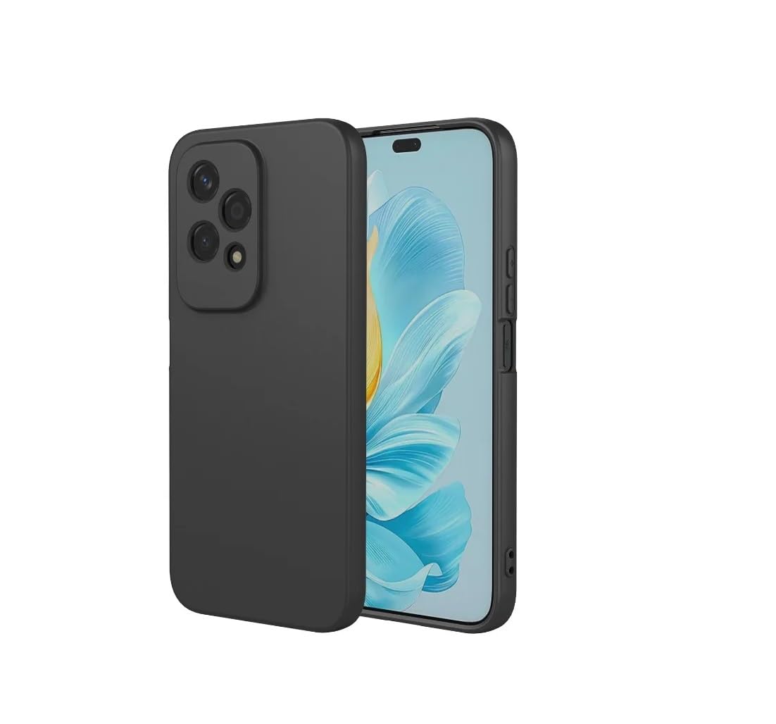 Case for Honor 200 Lite 5G, Liquid Gel Rubber Bumper With Soft Microfiber Lining Cushion, Slim Hard Shell Shockproof Protective Cover (Black)
