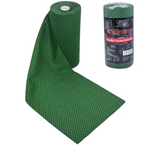 Microfiber Cleaning Cloths Roll 50-Pack Reusable Paper Towels for Car Wash Supplies Ultra Absorbent Kitchen Dish Rags House Window Cleaning Cloths Lint Free Tear away (Emerald-Green checkered pattern)