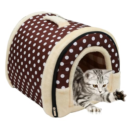 Hundehütte Indoor, 37 * 32 * 30cm Hundehöhle Kleine, Katzen Höhlenbett mit Plüsch Katzenkissen, 2 in 1 waschbares Hundebett, Faltbares Haustierhaus für Kätzchen, Welpe, Kaninchen und Meerschweinchen Hundehütte Indoor, 37 * 32 * 30cm Hundehöhle Kleine, Katzen Höhlenbett mit Plüsch Katzenkissen, 2 in 1 waschbares Hundebett, Faltbares Haustierhaus für Kätzchen, Welpe, Kaninchen und Meerschweinchen