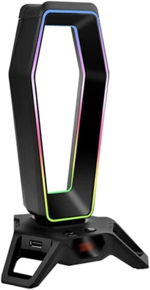 Soporte de Auriculares Soporte Auriculares Soporte Para Auriculares RGB Soporte Multifuncional Para Auriculares Estante De Exhibición Con 3 USB 2.0 / Virtual 7.1 Surround Soporte para Auriculares ( Bl