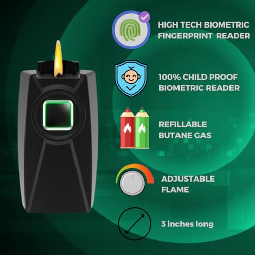 Encendedor de bolsillo biométrico con huella G.E.I negro miniatura 2