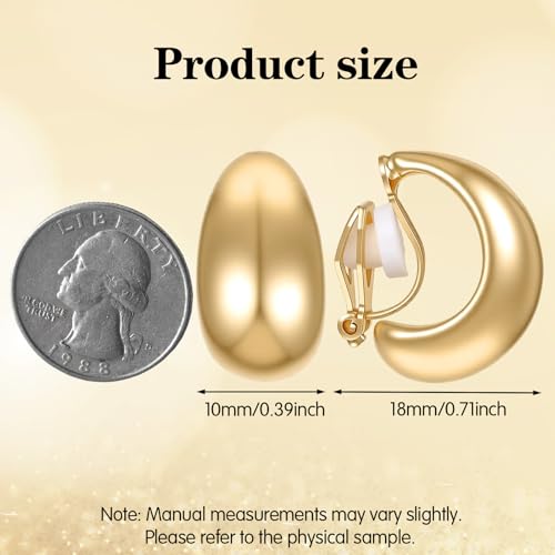 Aretes de clip dorados 16K para mujer miniatura 2
