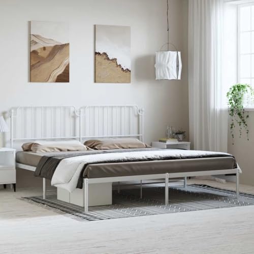 Yisssmeng Modern White Full Size Metal Bed Frame 78 x