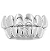 New Custom Fit Silver Plated Hip Hop Teeth Fangs Grillz Caps Top & Bottom Grill Set