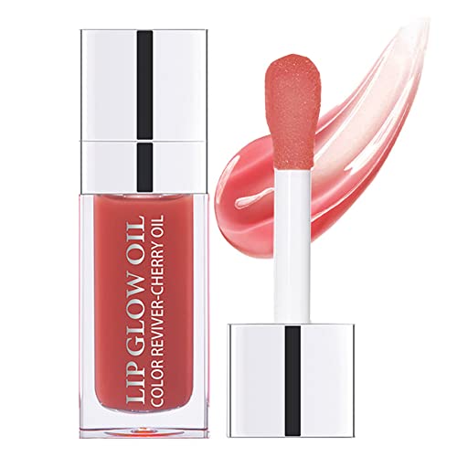 Gl-Turelifes Plumping Lip Gloss Oil, Hydrating Lip Gloss Tinted Lip Balm Lip Care Transparent Lip Oil, Lip Glow Oil Non-Sticky Glitter Shine Primer Lip Tint Long Lasting Nourishing (#012Rosewood) #TOP24