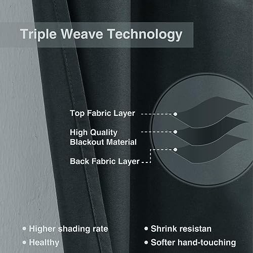 Home Queen Blackout Rod Pocket Tier Curtains for Small Window, Short Room Darkening Basement Curtains, Cafe Drapes, 2 Panels, 30 W x 24 L Inch Each, Black — view 4