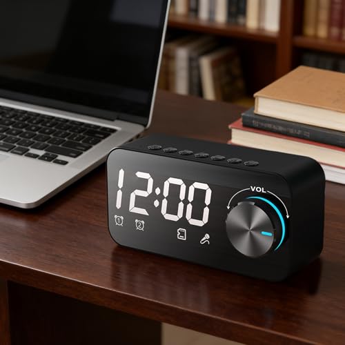 Reloj despertador para mesita con altavoz inalámbrico para música en el dormitorio infantil 5