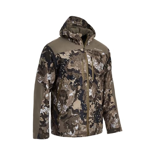 Pnuma Outdoors Torrent Jacket, Waterproof Selkirk Fabric, Hex-Fleece Lining, Polygiene OdorCrunch, Caza Camo (to-JK-OV)