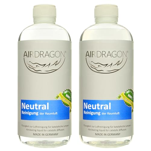AIRDRAGON Duft-Set - 2 x 1L NEUTRAL - katalytischer Raumduft ohne künstliche Duftstoffe - natürlicher Raumduft mit naturreinem ätherischem Duft-Öl für jede katalytische Lampe - Made in Germany