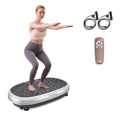 EILISON FitMaxx 3D XL Vibration Plate Exercise Machine - Whole Body Workout Vibration Platform w/Loop Bands - Lymphatic Drainage Machine for Weight Loss, Shaping, Wellness, Recovery (Fitmaxx Silver)