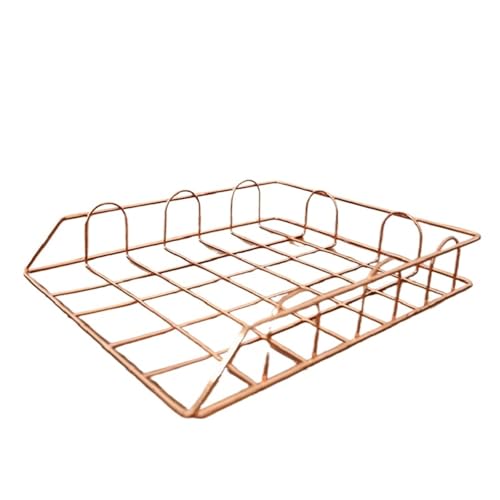 Letter Tray 2Pcs Metal Stackable Paper Tray Desk Organizer Letter Trays for File(Orange)