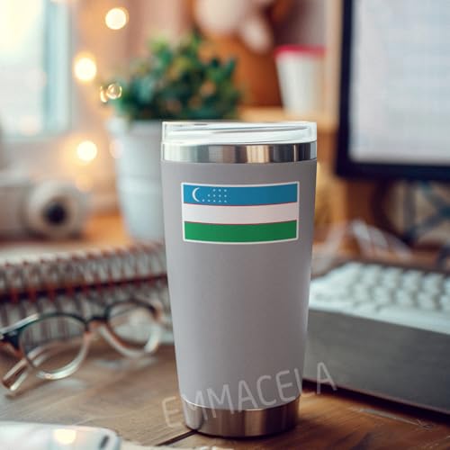 Image of (3PCS) Uzbekistan Flag Stickers, Uzbekistani Sticker Uzbek Countries Flag Waterproof Vinyl Decals For Laptops, Tumblers, Water Bottles, Helmet, Scrapbooks, 3 x 1.5 Inch