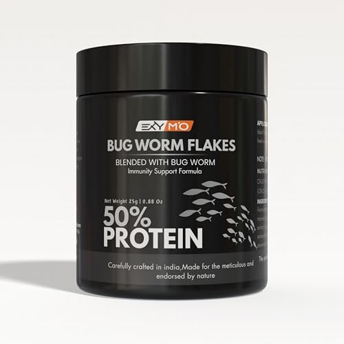Image of Tropical Flakes 25g Fish Food with 52% Protein for Guppy,Betta Fish,Guppy Fries,Tetra and All Types of Tropical Fishes (Bug Worm Flakes)