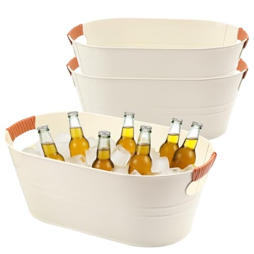 3 Pack Metal Beverage Tubs with Handles