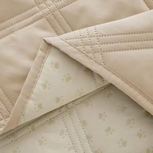 Ameritex Coperta impermeabile per letto per cani con retro antiscivolo per mobili, letto, divano, 100 x 150 cm, colore: beige - immagine 3